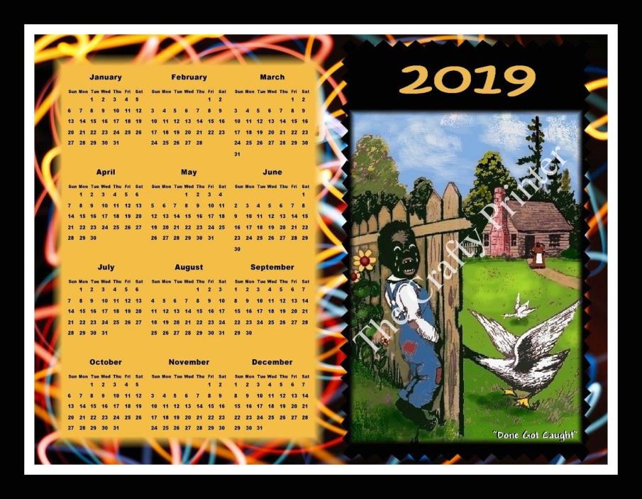2019 CALENDAR MAGNET - Black Americana Vintage Photo - 