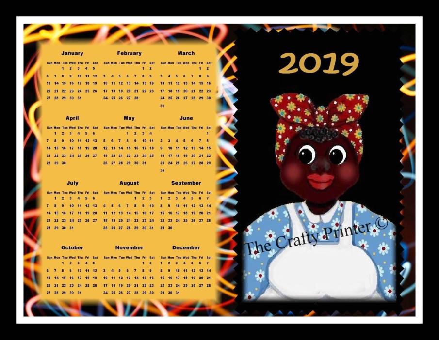 2019 CALENDAR MAGNET  - Black Americana - 
