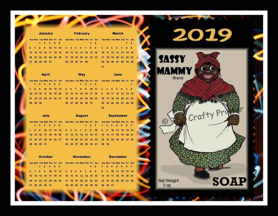 2019 CALENDAR MAGNET - Black Americana - 