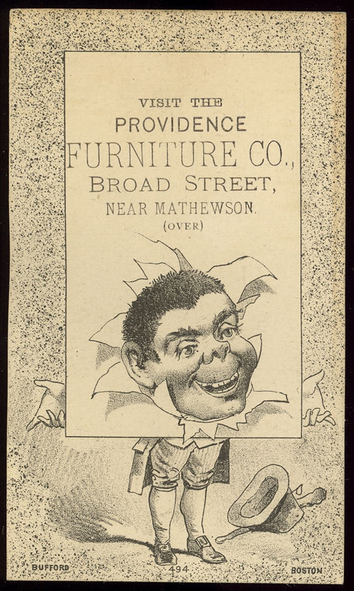 Rare 1880's Providence Furniture Company Black Americana Trade Card Rhode Island