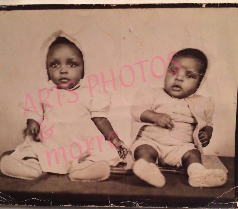 Black African American infants  2 Photo of beautiful boy & girl 1930s