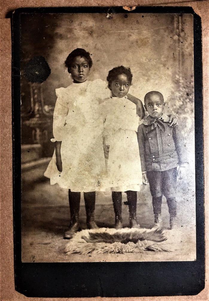 Antique Early Image 20th Century African American Children Family Cabinet Photo