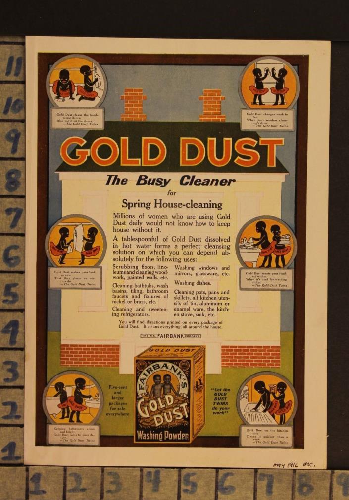 1916 GOLD DUST BATHROOM TOILET LAUNDRY ROOM KITCHEN BLACK AMERICANA AD  ZI27