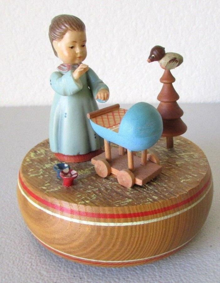Anri Reuge Swiss Wind Up Music Box Mother and Child Baby Brahms Lullaby Song