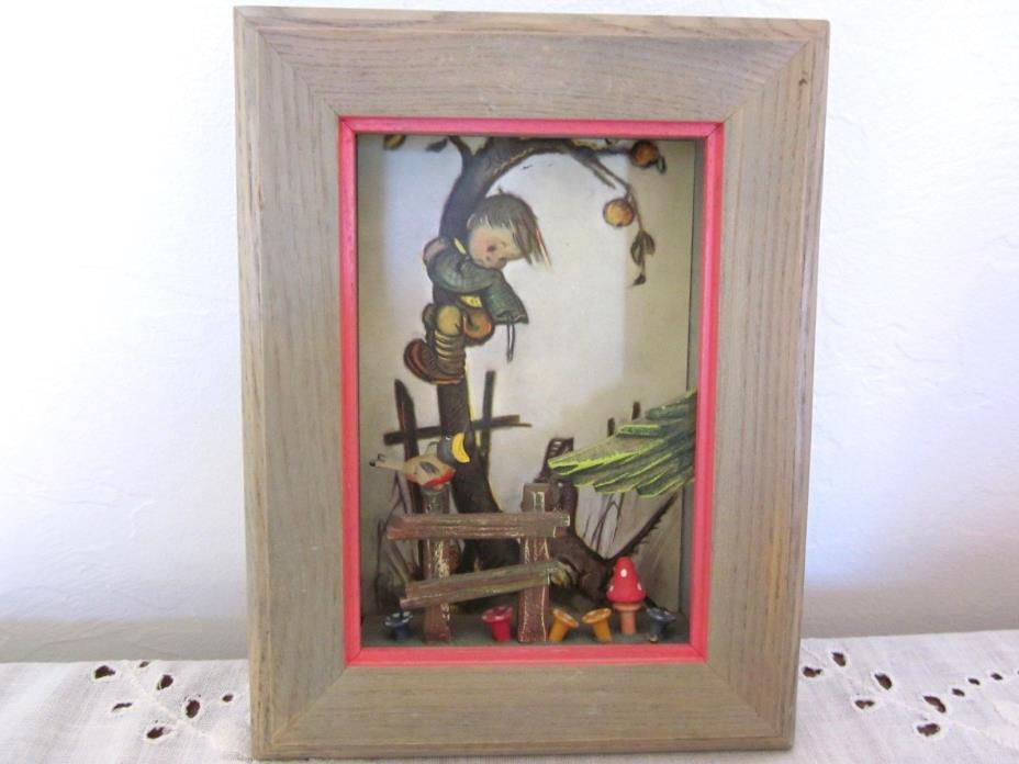 Vintage Anri Italy Hummel Boy in Tree Toadstool 3D Diorama Wall Picture