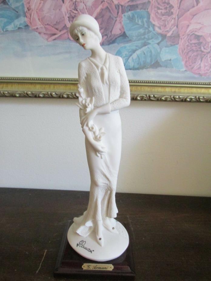 G. Armani Capodimonte Florence Figurine Lady With Flowers In White Italy