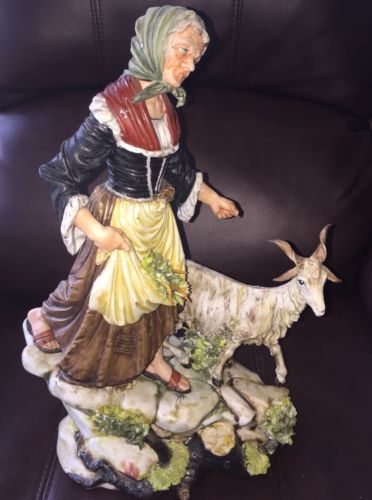 Works Of Art Italy Dino Bonalberti Signed Figurine Woman With Goat RARE