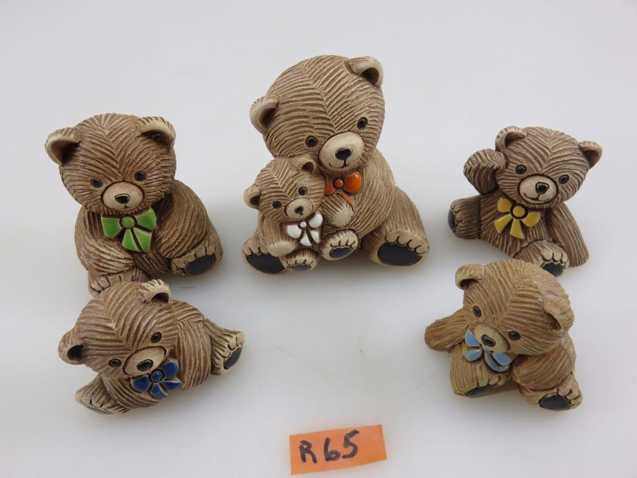 Artesania Rinconada MOTHER FATHER TEDDY BEARS WITH BABIES FAMILY Figurine Set