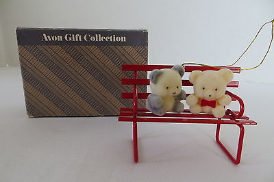 Avon Teddy Bear Ornament Collection Teddies on Bench