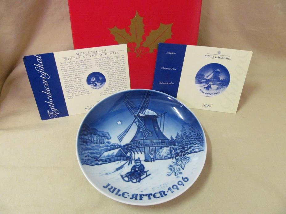 Bing & Grondahl Jule-After Blue Copenhagen 1996 Christmas Plate with COA & Box