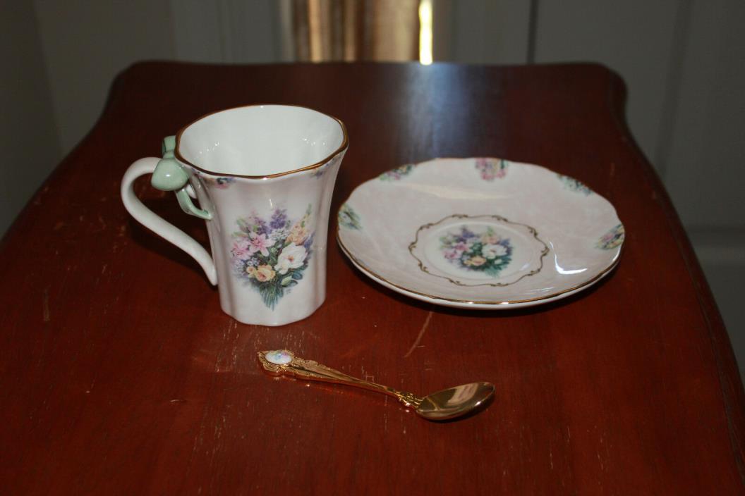 Lena Liu Garden Treasures Cup Saucer Spoon Complete Set of 12 w/Box Certificate