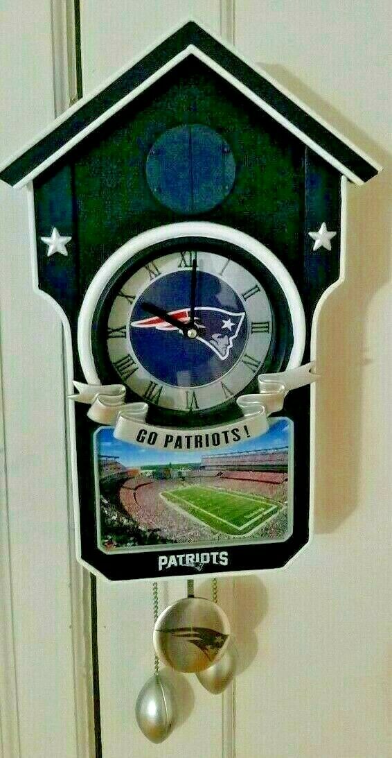 New England Patriots Cuckoo Wall Clock by Bradford Exchange~Limited to 10,000