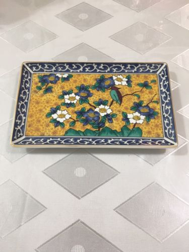 Kutani Takahashi Hand Decorated Plate Yellow & Blue with Bird Replacement