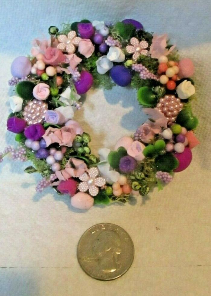 Miniature Large Doll/Byers Choice Easter Egg Wreath Handcrafted 3 1/4
