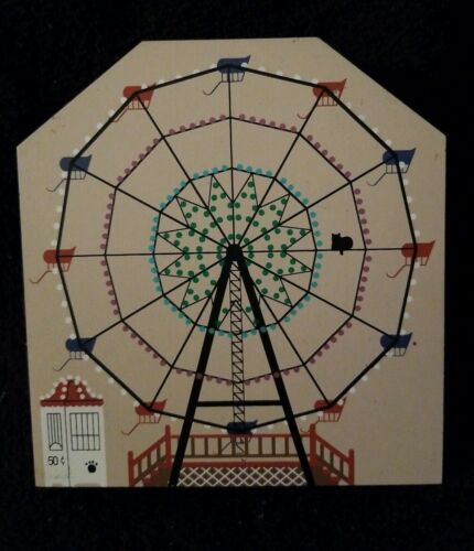 Vintage CATS MEOW FERRIS WHEEL Retired 2 Sided Circus Series signed Faline 96