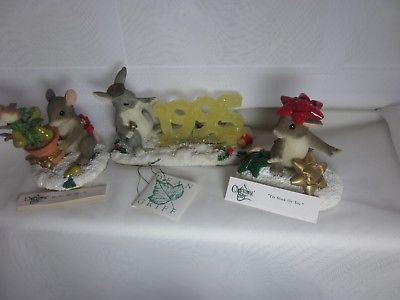 Charming Tails Figurine Lot Christmas Original Boxes Tags Dean Griff FITZ FLOYD