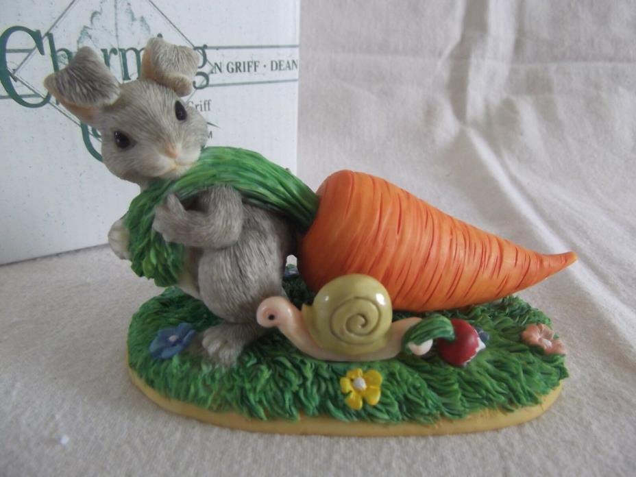 “Tugging” Charming Tails limited edition rabbit & snail figurine NIB
