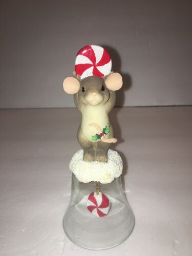 Fitz & Floyd Charming Tails CANDY CANE BELL Mouse Peppermint