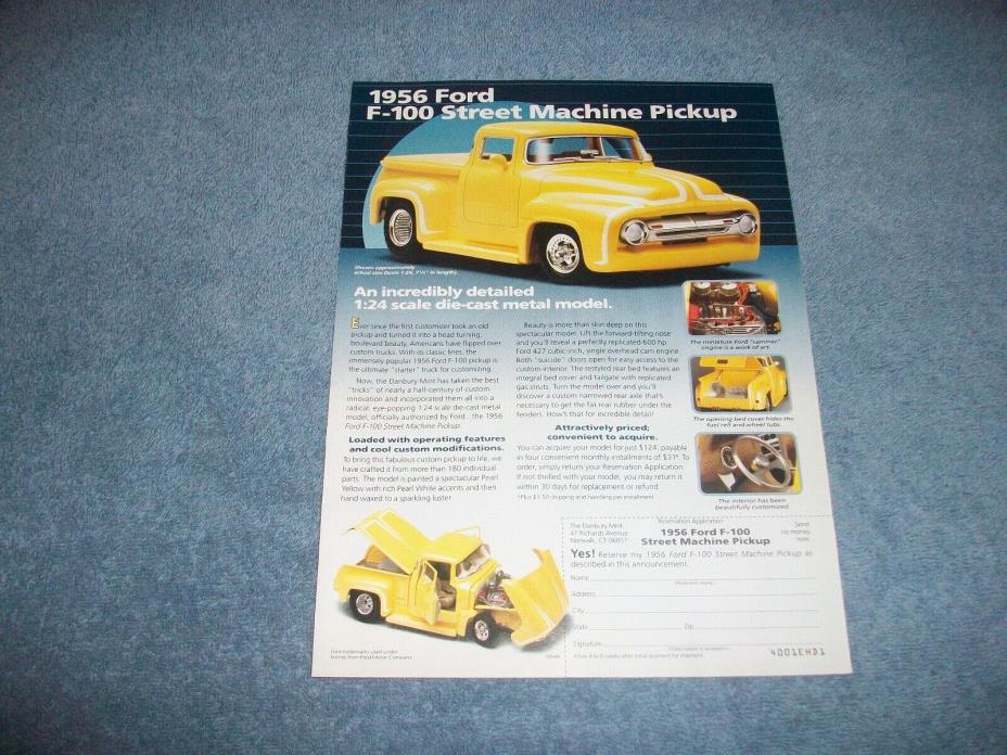 1956 Ford F100 Danbury Mint 1:24th Scale Die-Cast Street Machine Vintage Ad