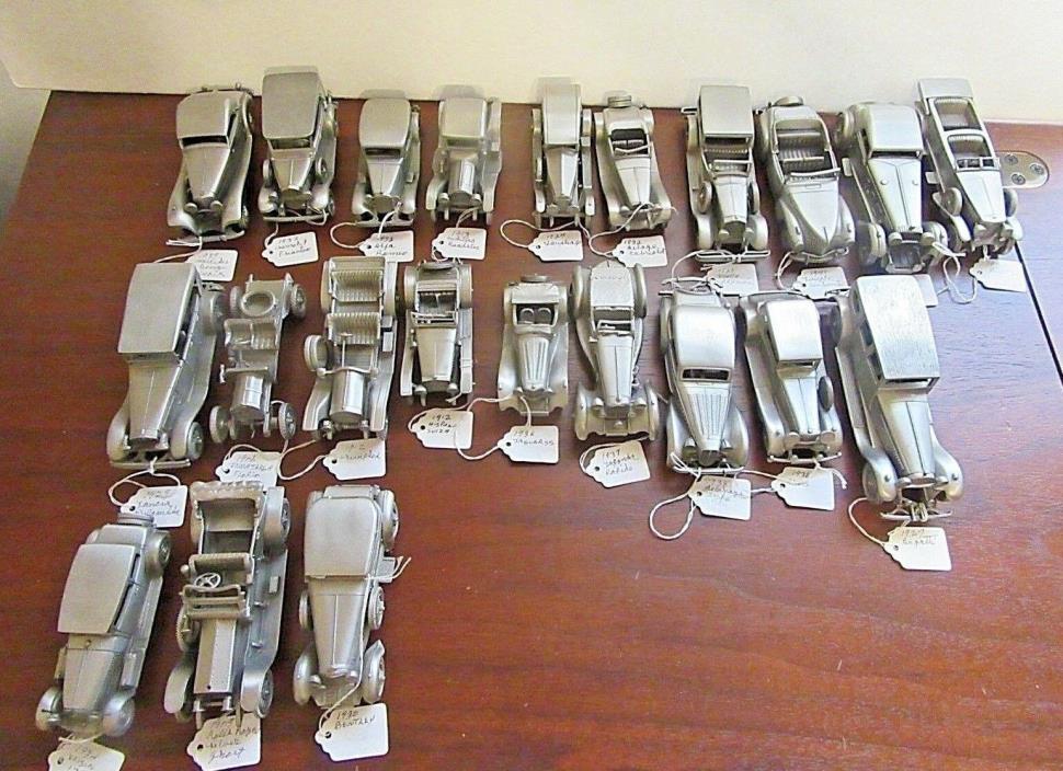 VINTAGE. LOT OF - 22 - DANBURY MINT  PEWTER CARS of the World Pewter Collection