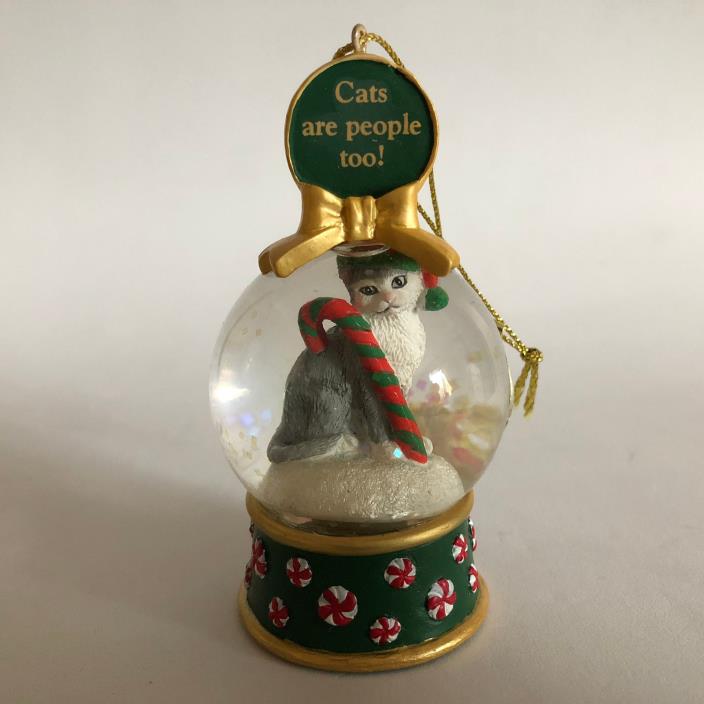 Danbury Mint The Cat Snow Globe Ornaments Candy Cane New in Wrapping with Tag