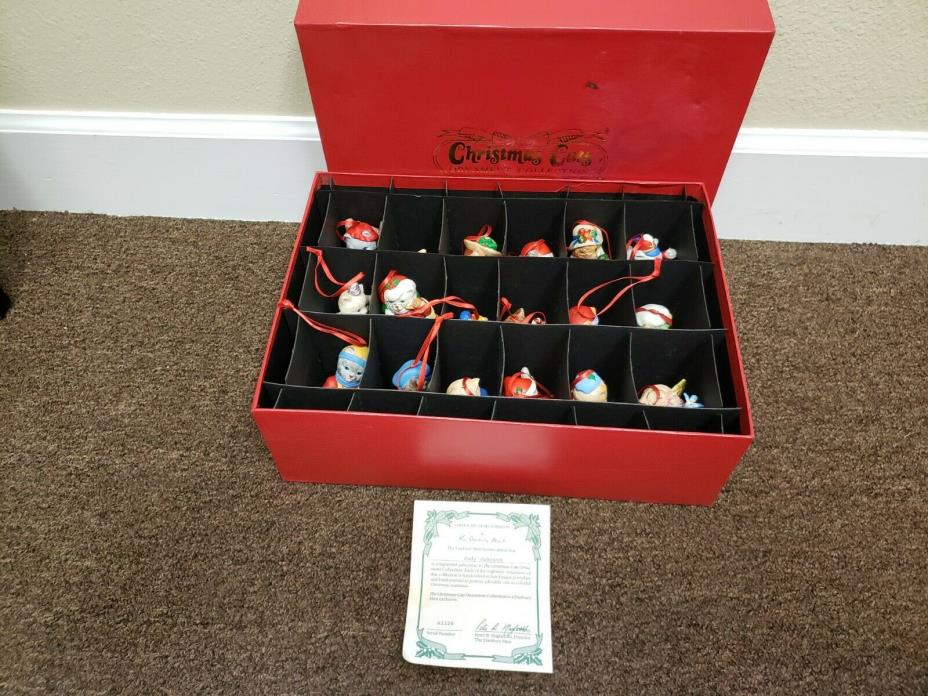 Danbury Mint Christmas Cats Collection 18 Ornaments  Box Set 1990 WITH CERTIFICA