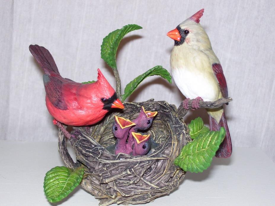 Danbury Mint  Nesting Cardinals with babies by Bob Guge