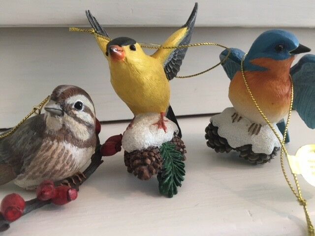 Set of 3 NWT Danbury Mint Songbird Christmas Ornaments S