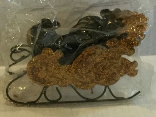 Department Dept 56 Christmas Winter Sleigh Gold Glitter