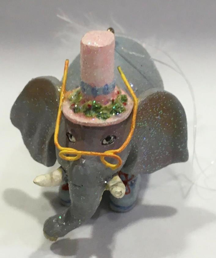 P.  Brewster Dept 56 Krinkles Noah's Ark Elephant Mini Ornament in aTop Hat