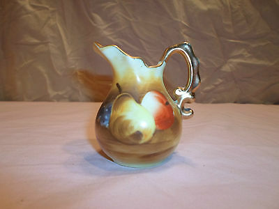Enesco Creamer/Milk Bowl Pitcher #E2351 Fruit Pear Apple Dish Gold Trim Japan