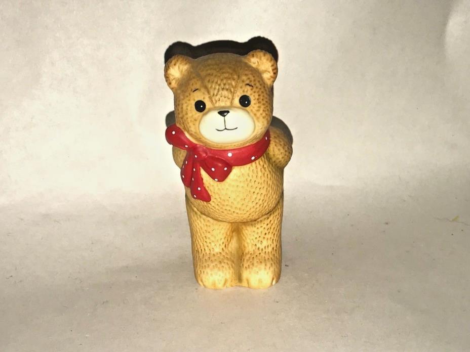 Vintage Enesco Lucy Rigg Lucy & Me Teddy Bear Figurine  Hiding Christmas Present