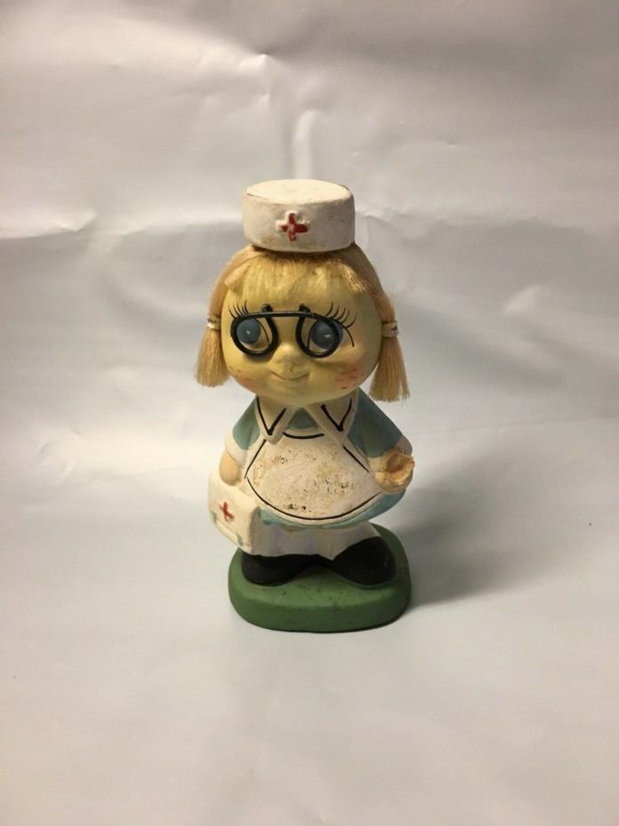 Vintage 1960's Enesco Ceramic Nurse Pencil Holder Figurine Made In Japan