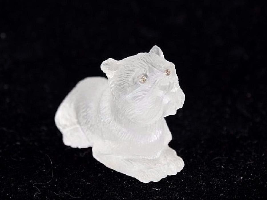 Small Gemstone Crystal Faberge Attribution Carved Terrier Diamond Eyes