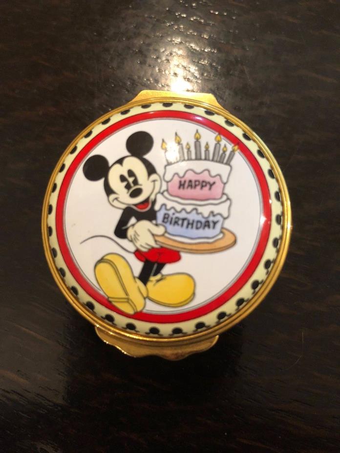 Halcyon Days Disney Enamel Trinket Box MICKEY MOUSE Happy Birthday 1996 with Box