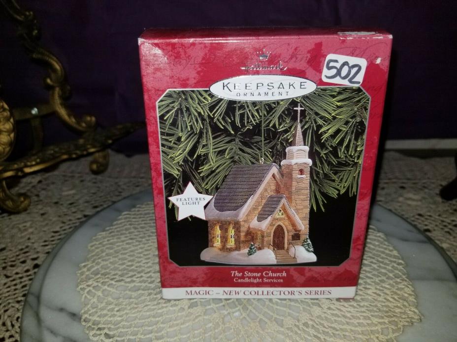 Hallmark The Stone Church Keepsake Ornament Lighted Unused Candlelight Services