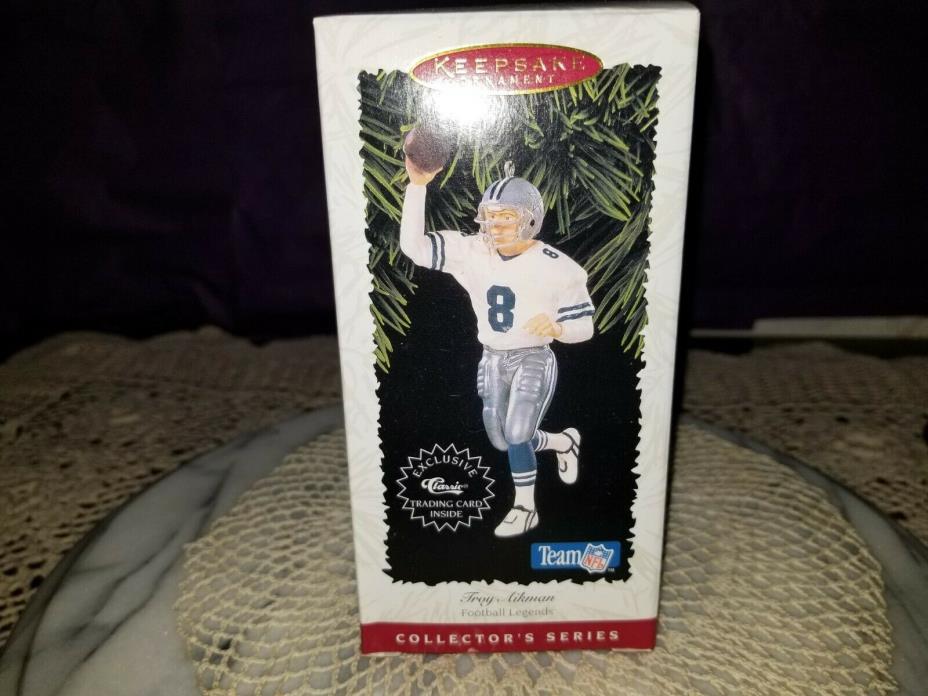 1996 HALLMARK TROY AIKMAN DALLAS COWBOYS KEEPSAKE ORNAMENT NIP GEM MINT