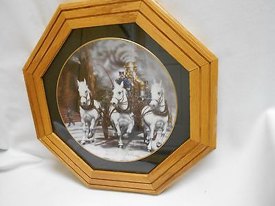 running Horses plate solid oak frame 