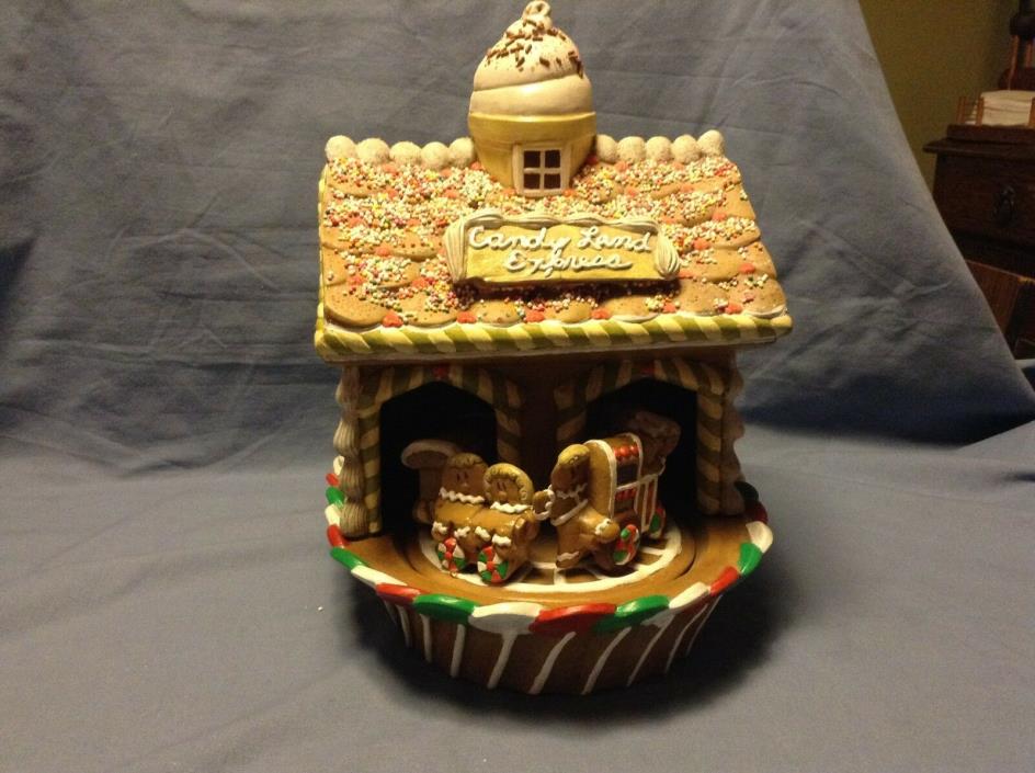 GINGERBREAD Man Cookie CAROUSEL Train Music Box House Candy Land Express Ceramic