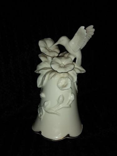 Enesco China Ceramic White Hummingbird Flower Music Box Symphony The Rose 1995
