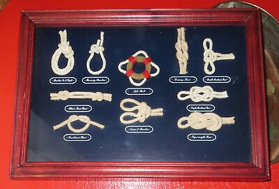 Nautical Knot Board Bends Hitches Handmade Shadow Box Framed Navy Sailor 10x14