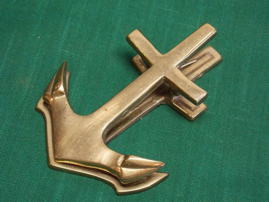 Vintage brass paper holder spring clip. Anchor. Nautical. Paperweight. Note