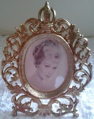 Vintage VIP Victorian Picture Photo Frame Metal Ornate Gold Tone 4 X5 IN.