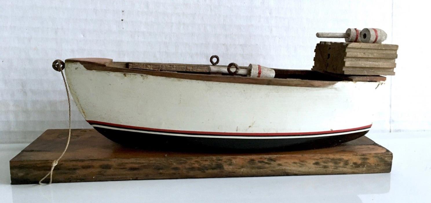 Vintage Fishing Boat Shelf Sitter Nautical Decor Model
