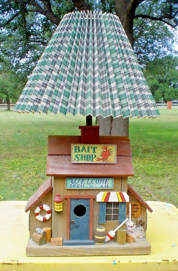 Wooden Bait Shop Fishing Lamp with Shade