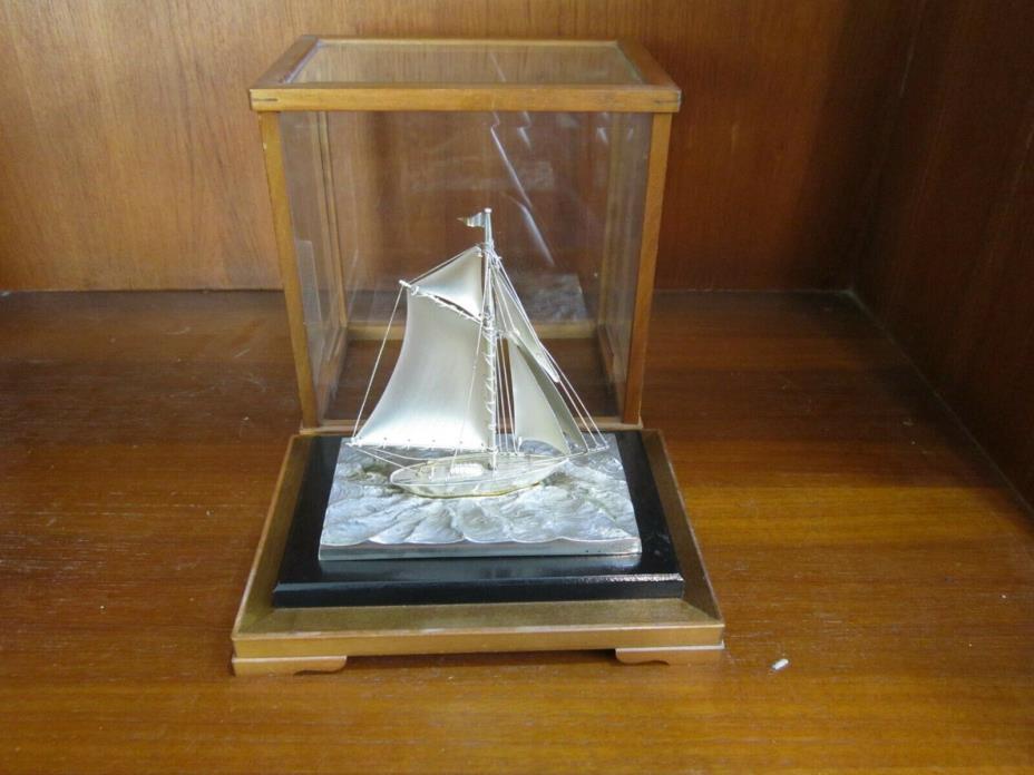 Gorham Silver Sailboat Beveled Glass Case