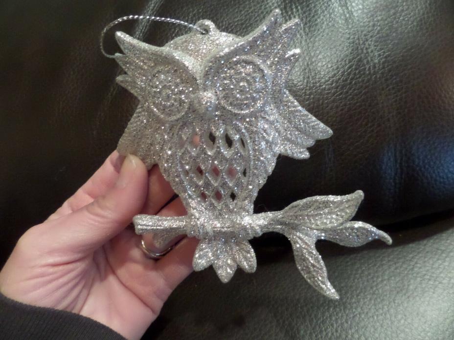 darling glitter plastic owl ornament