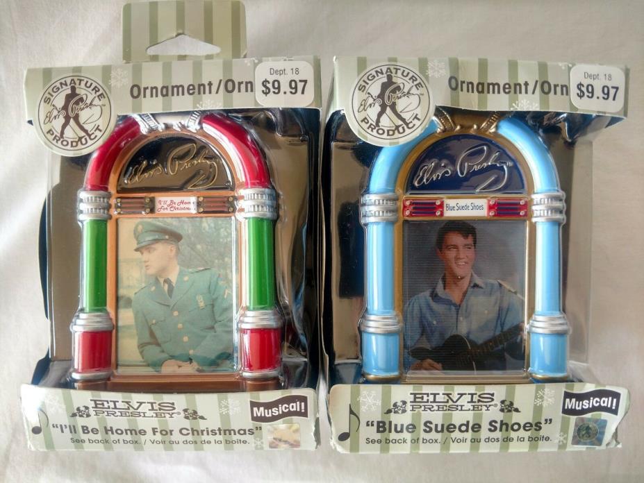 2 ELVIS PRESLEY MUSICAL HOLOGRAPHIC ORNAMENTS 