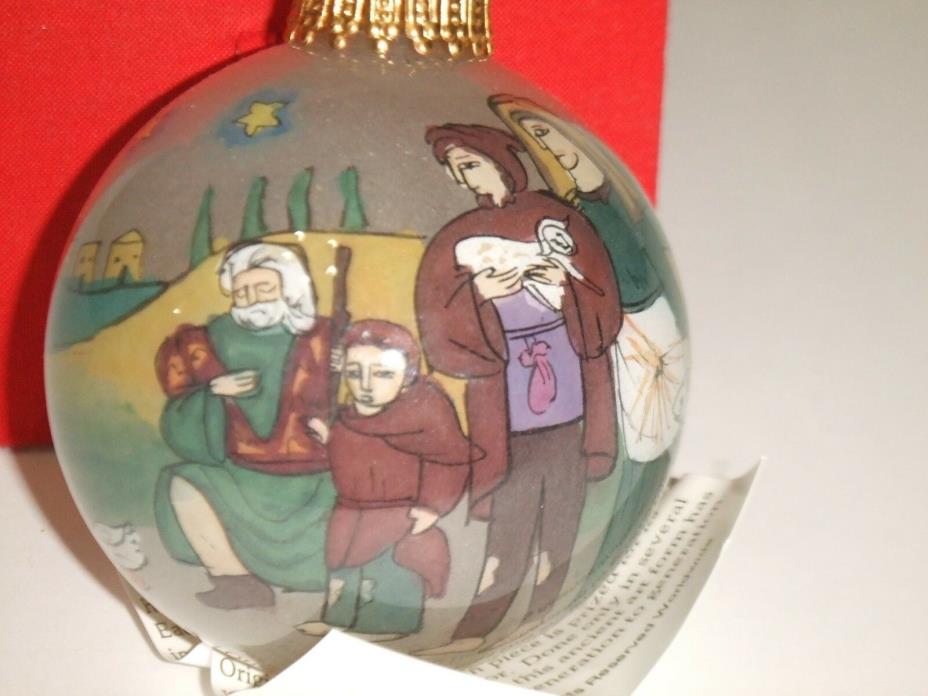 TREASURED VISIONS HANDPAINTED (FROM INSIDE) BLOWN GLASS CHRISTMAS ORNAMENT  CHIN