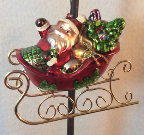 Santa Sleigh Christmas Ornament Santa Toys Wire Sleigh Glass Ornament